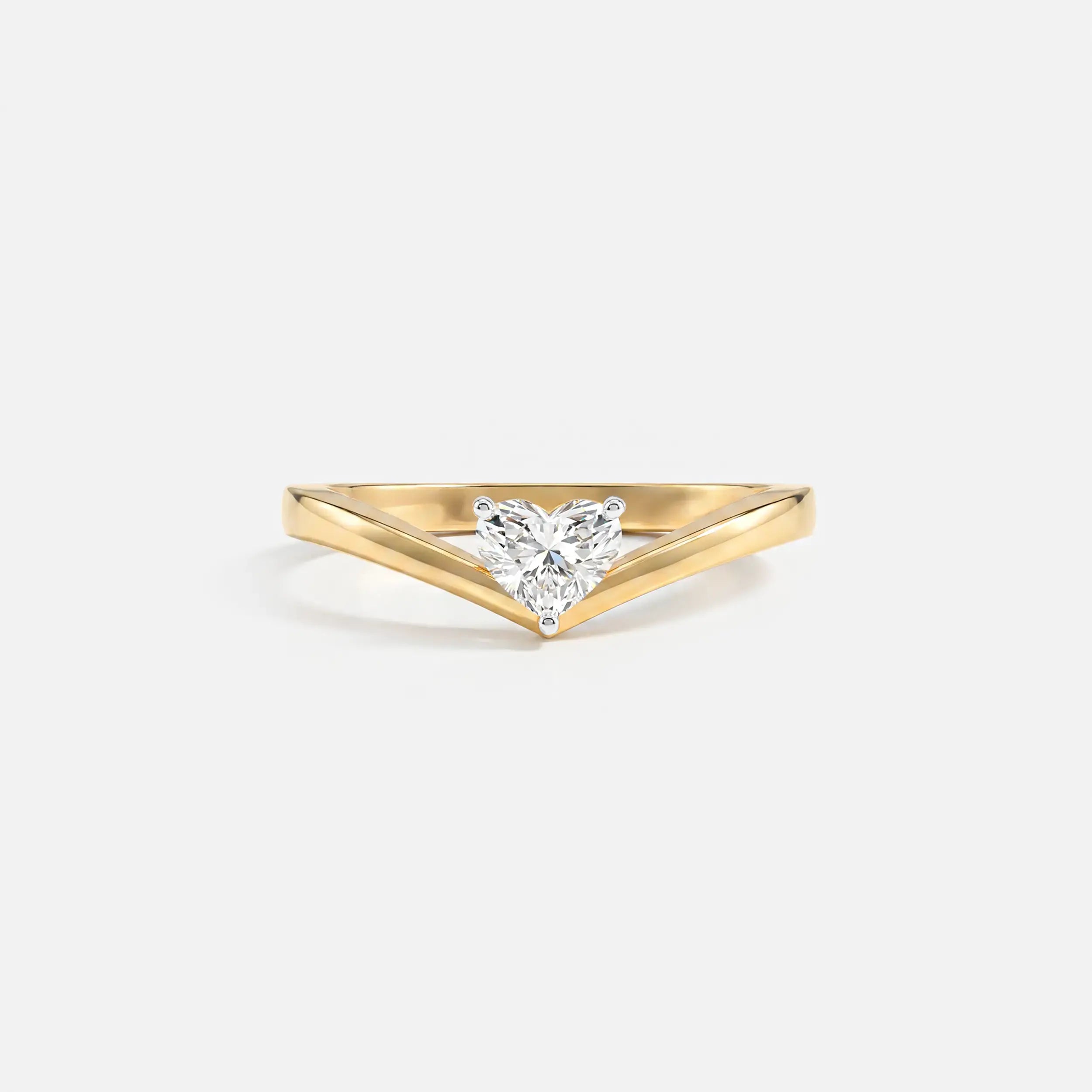 V liner Solitaire Heart Vanki Diamond Ring 9K Yellow Gold