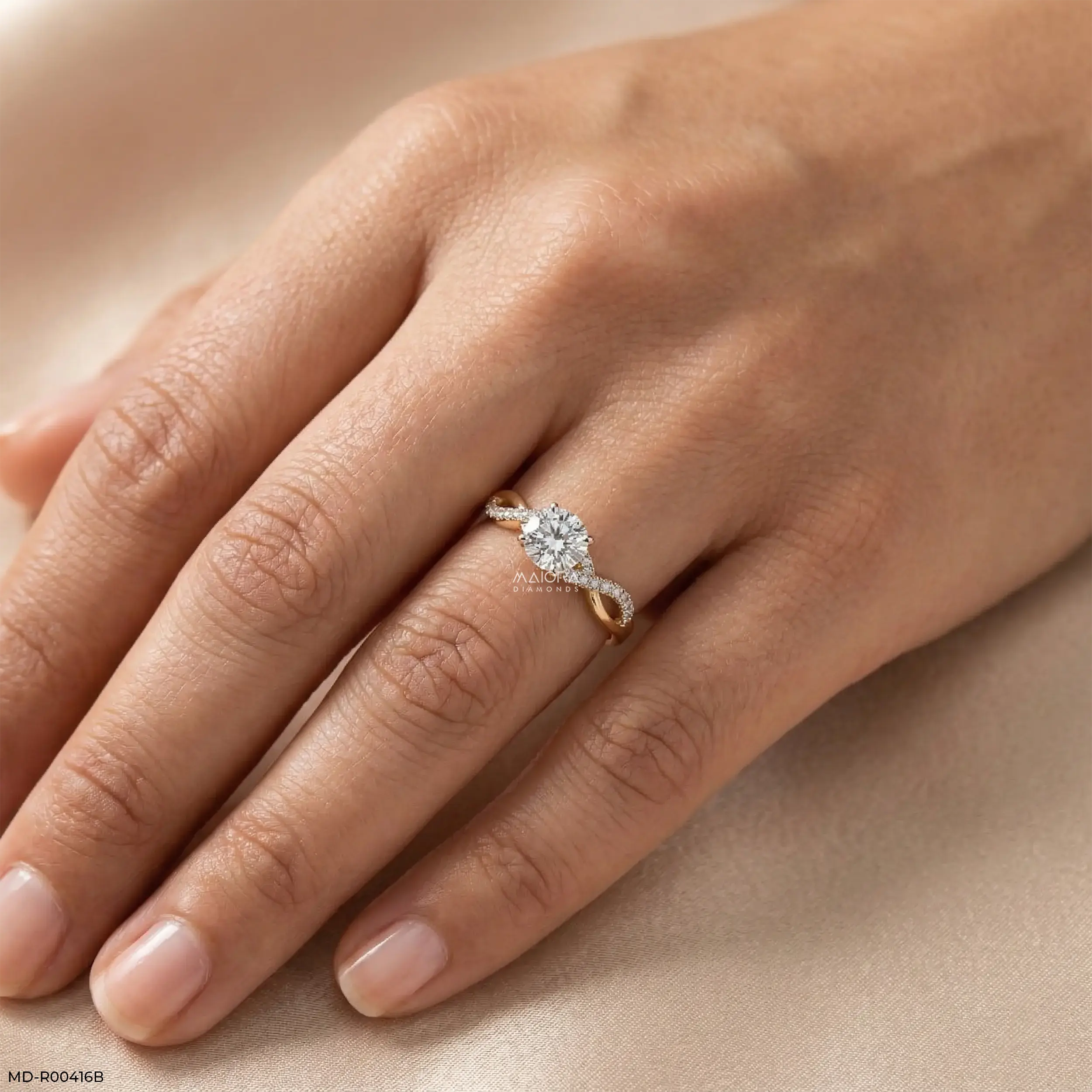 1.25 Carat Criss Cross Solitaire Lab Diamond Ring