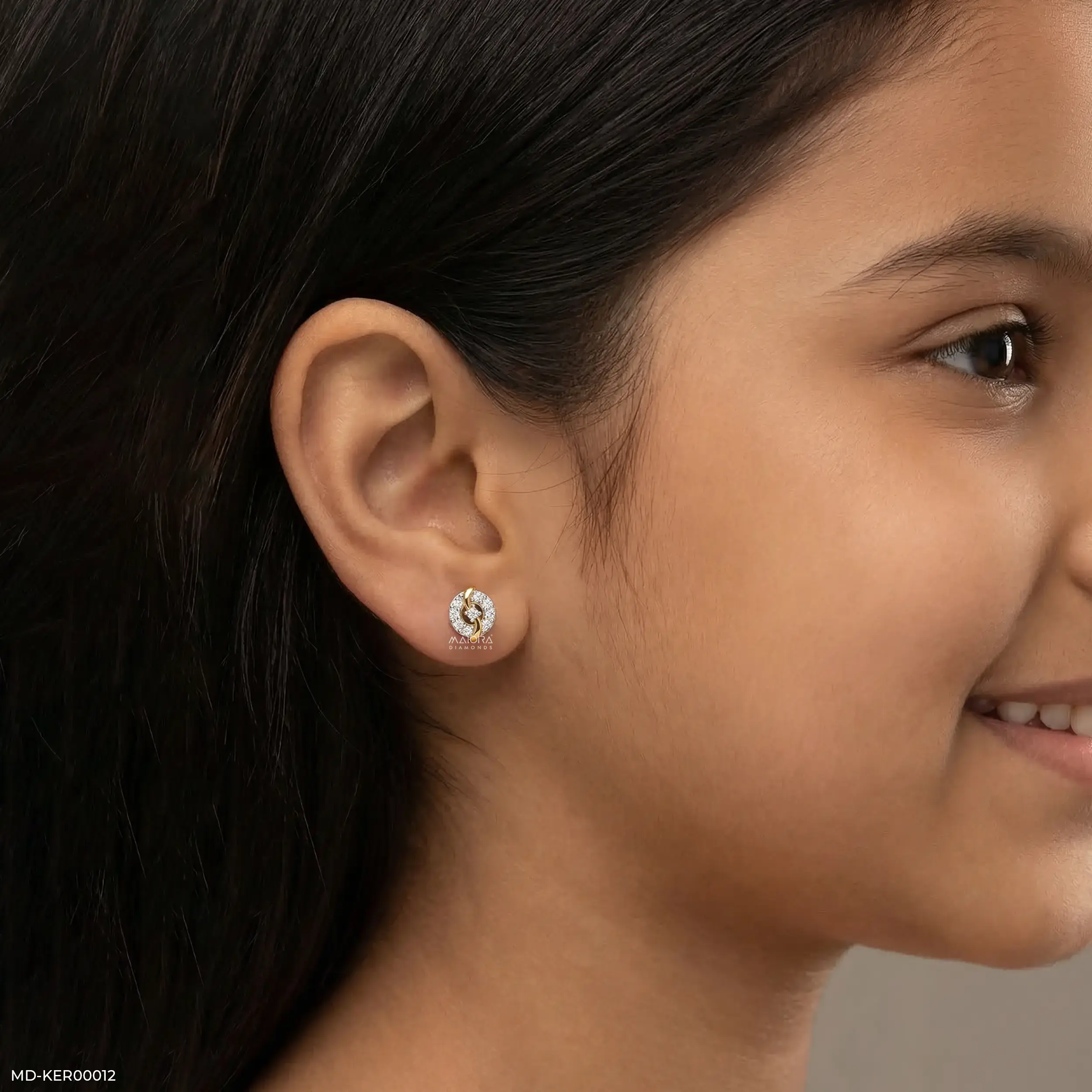Crisscross Halo Kids Diamond Earrings 9K Yellow Gold