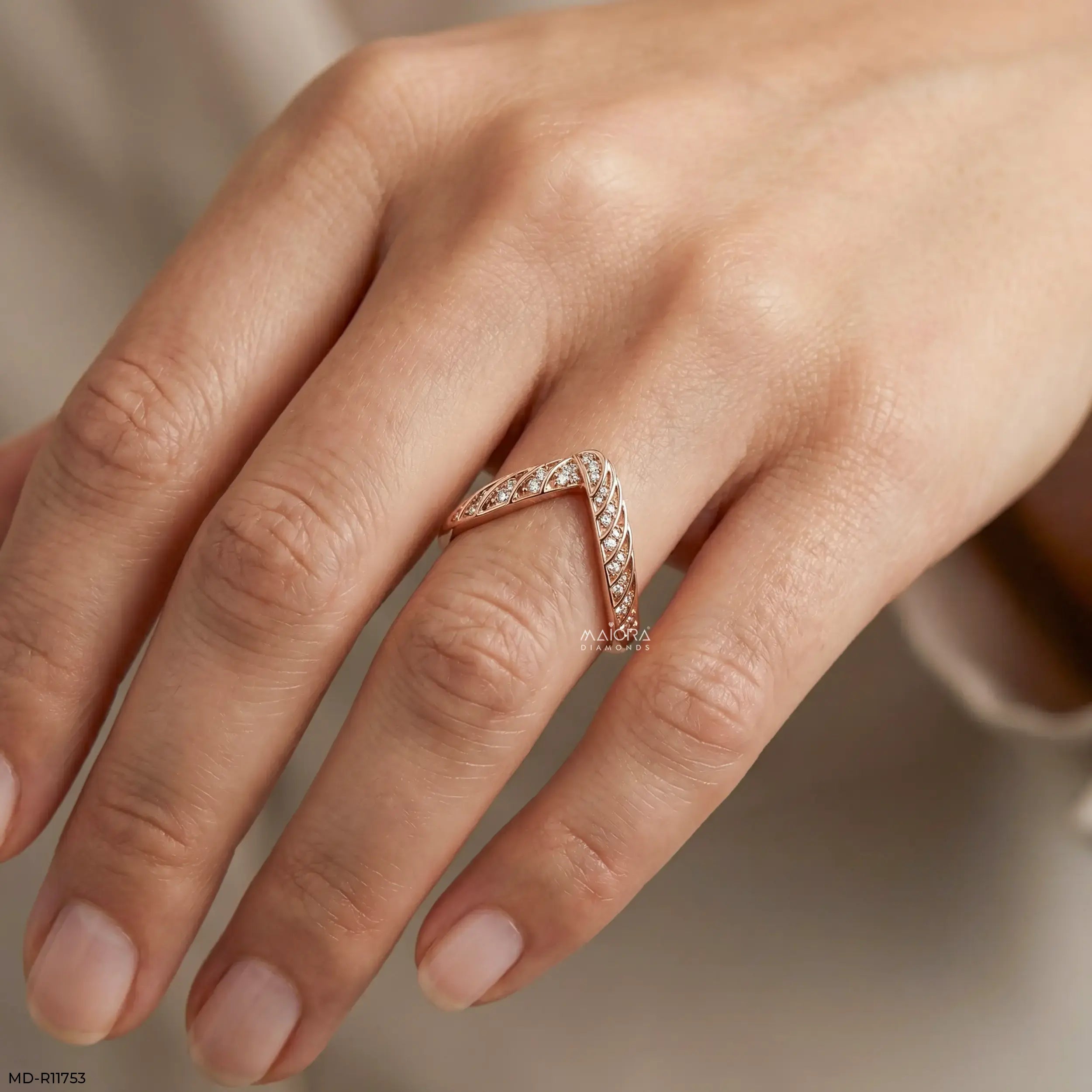 Crossover Cells Pave Vanki Diamond Ring 9K Yellow Gold