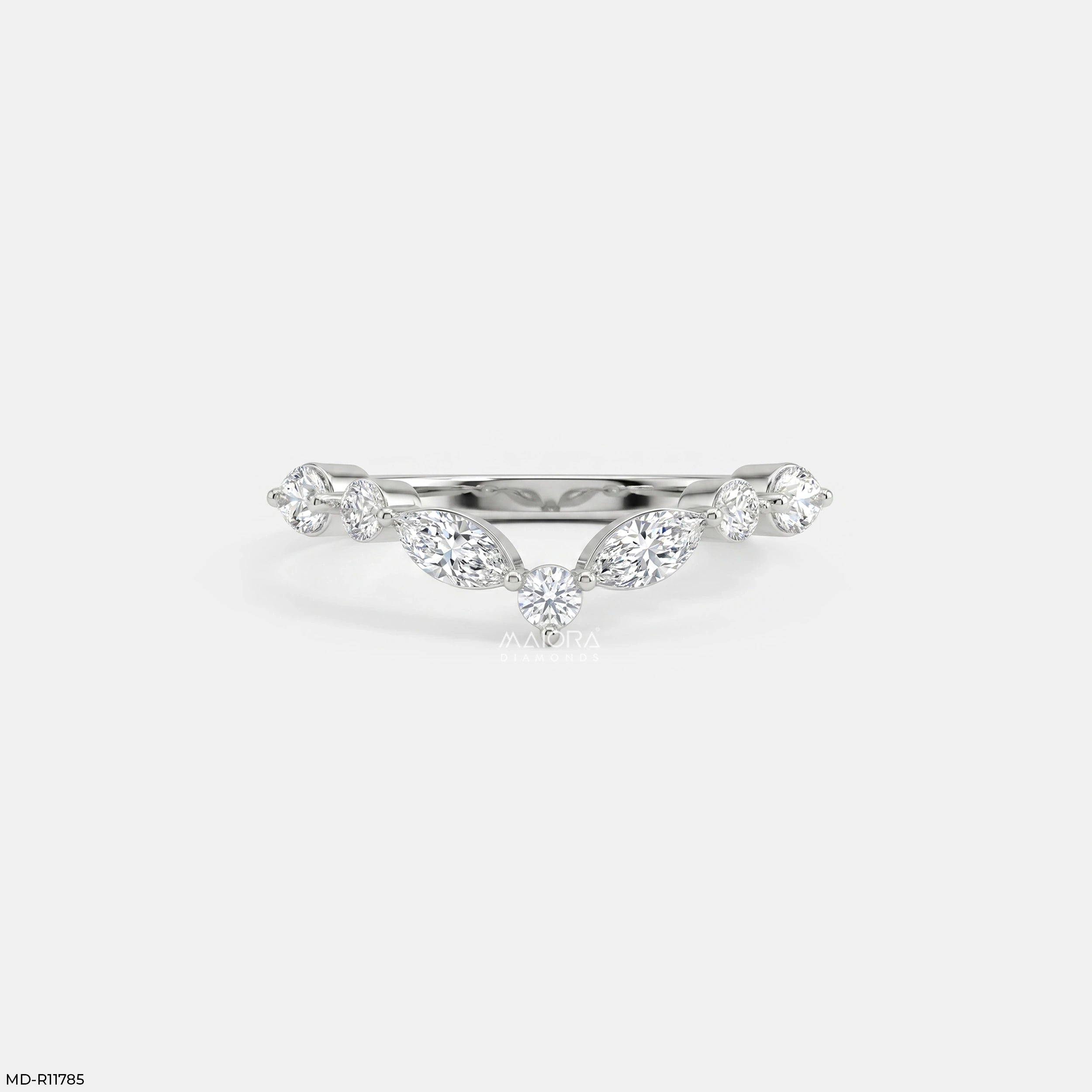 Dazzling Blue Arc Vanki Diamond Ring 9K Yellow Gold