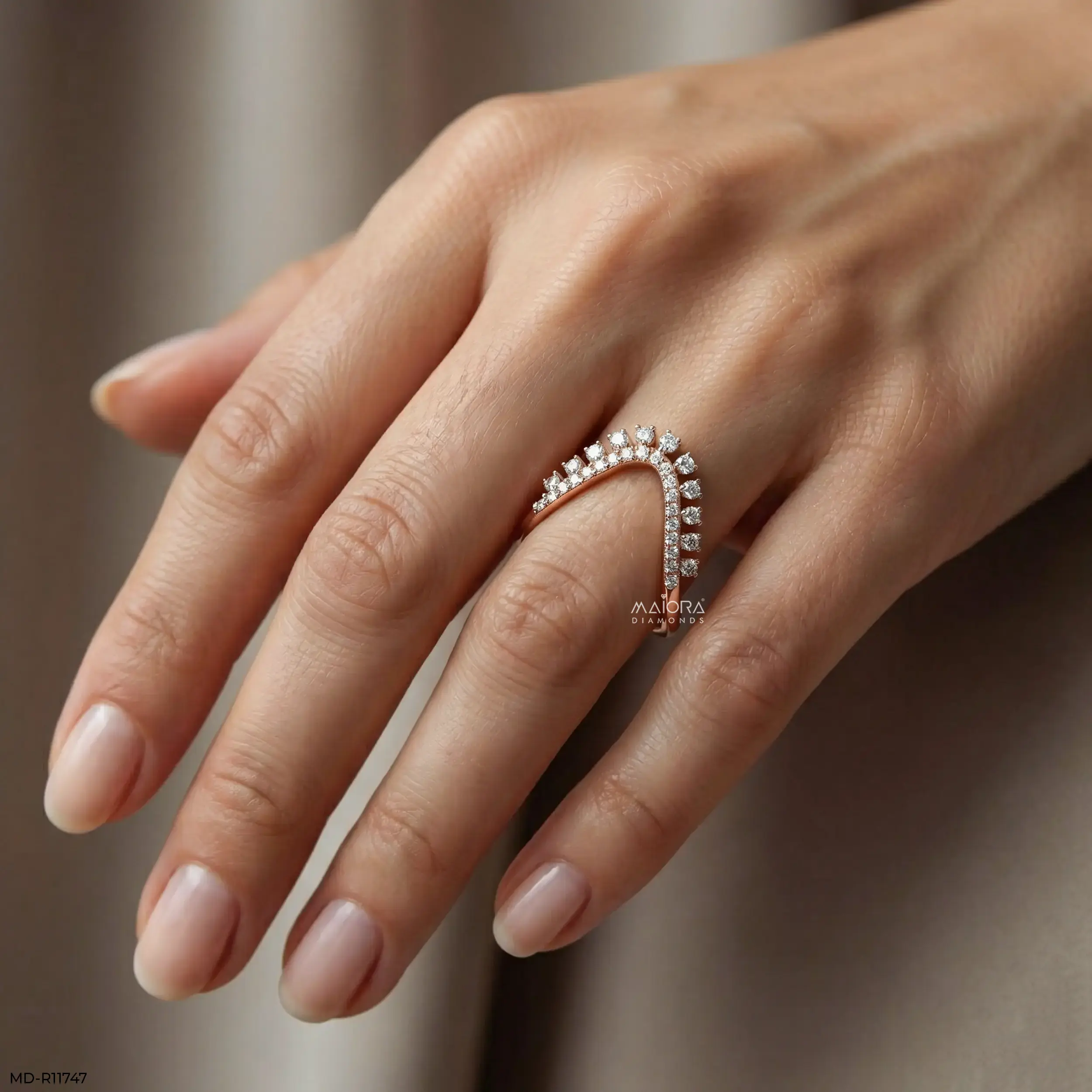 Dazzling Celestial Arc Vanki Diamond Ring 9K Yellow Gold