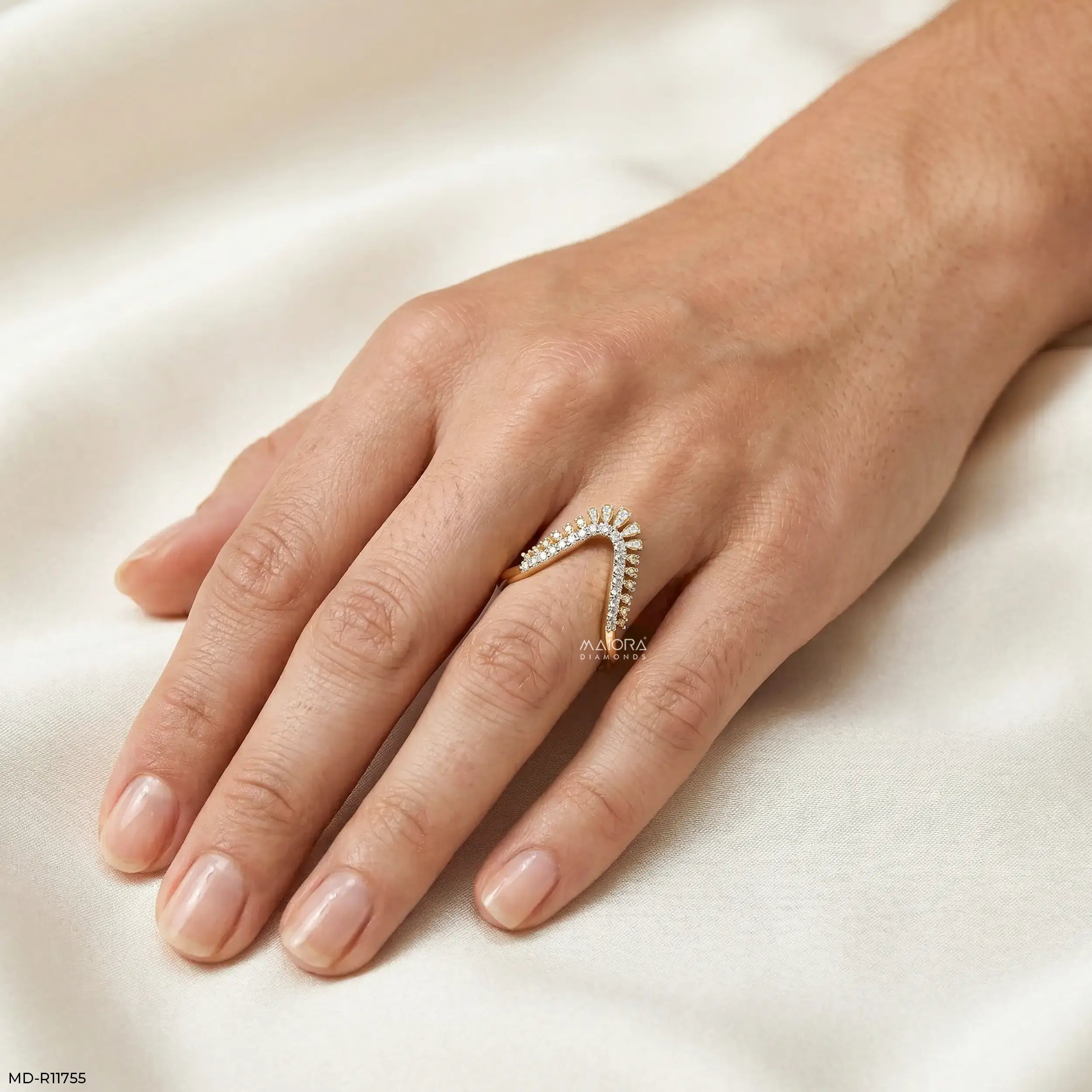 Dual Tone Phoenix Vanki Diamond Ring 9K Yellow Gold