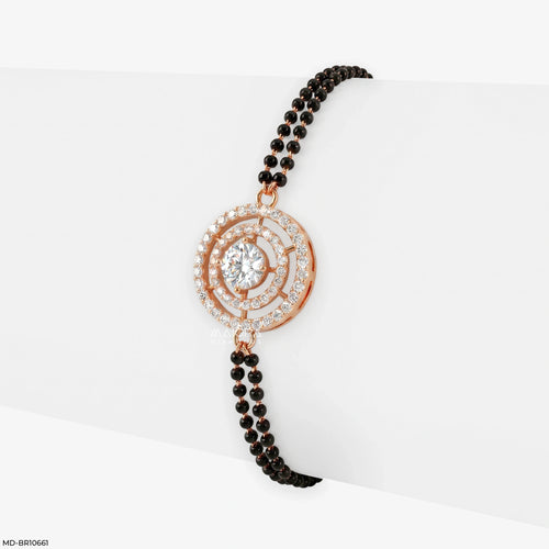 Dublet Diamond Circle Mangalsutra Bracelet 9K Rose Gold