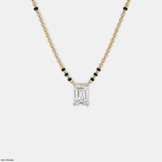 Emerald Solitaire Diamond Mangalsutra 9K Yellow Gold