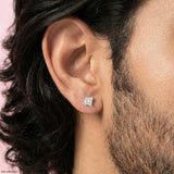 Empire Solitaire Diamond Mens Stud Earrings 9K Yellow Gold