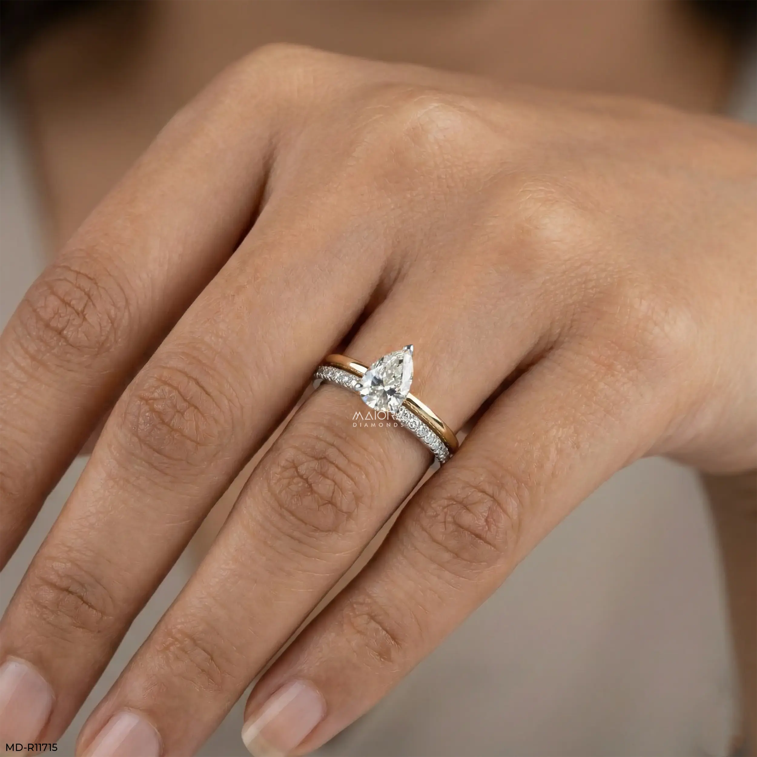 Evara Teardrop Solitaire Diamond Ring