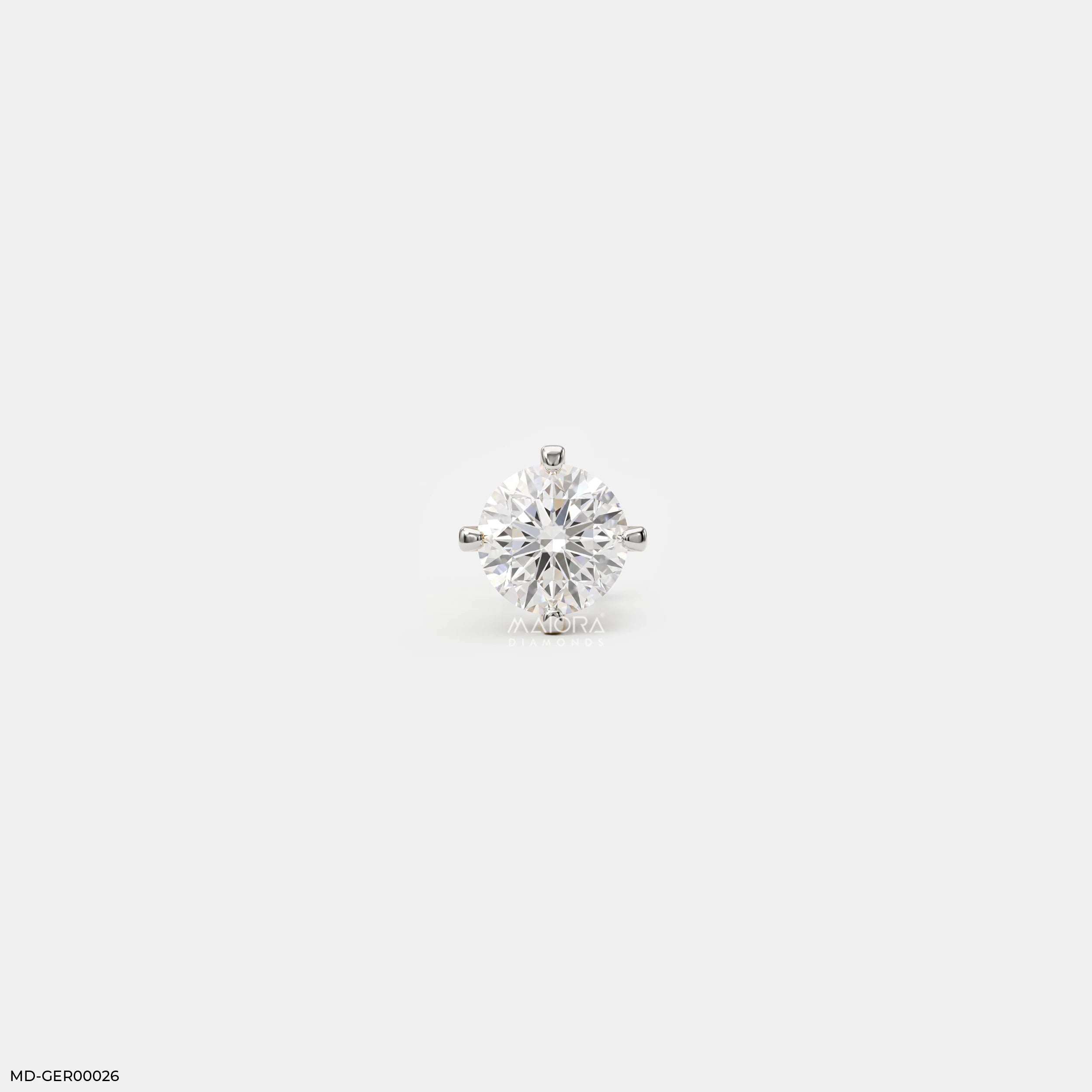 Flint Round Solitaire Diamond Mens Stud Earring 9K Yellow Gold