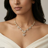 Floral Golden Swirl Diamond Necklace 9K White Gold