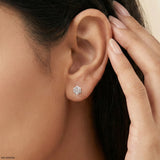 Flower Cluster Diamond Earrings 9K Rose Gold