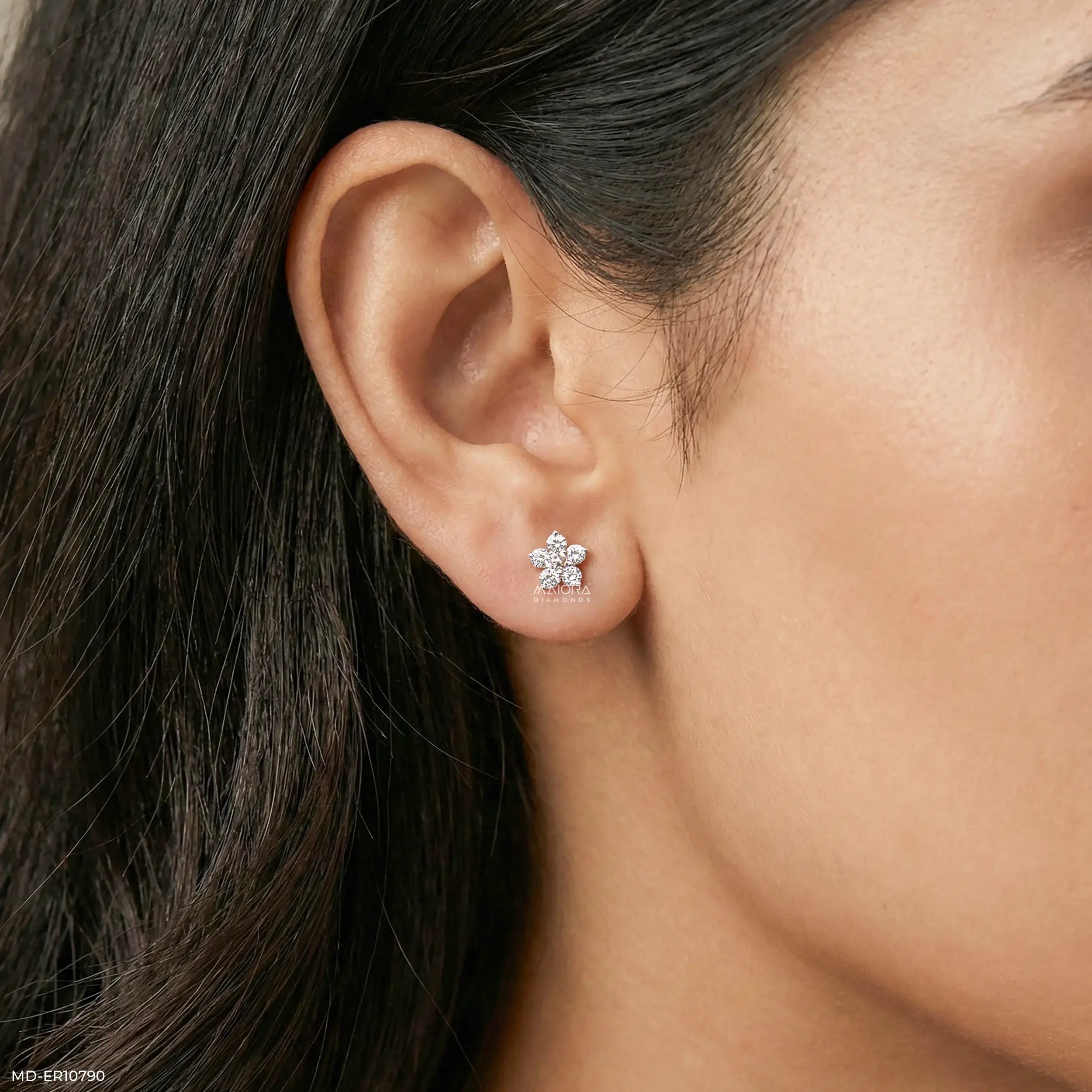 Frost Bloom Diamond Stud Earrings