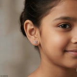 Glittery Box Kids Diamond Earrings 14K White Gold