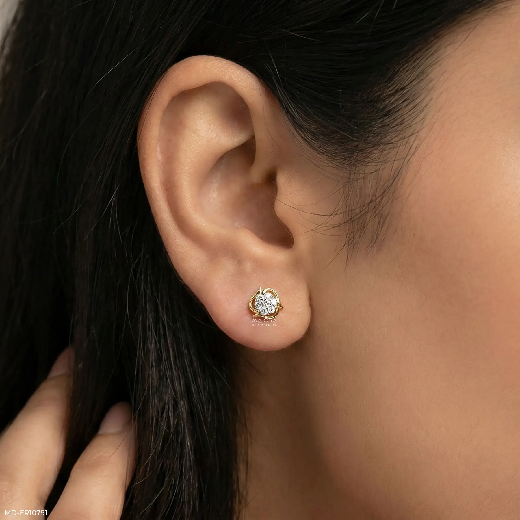 Gold Flicker Diamond Earrings 9K White Gold