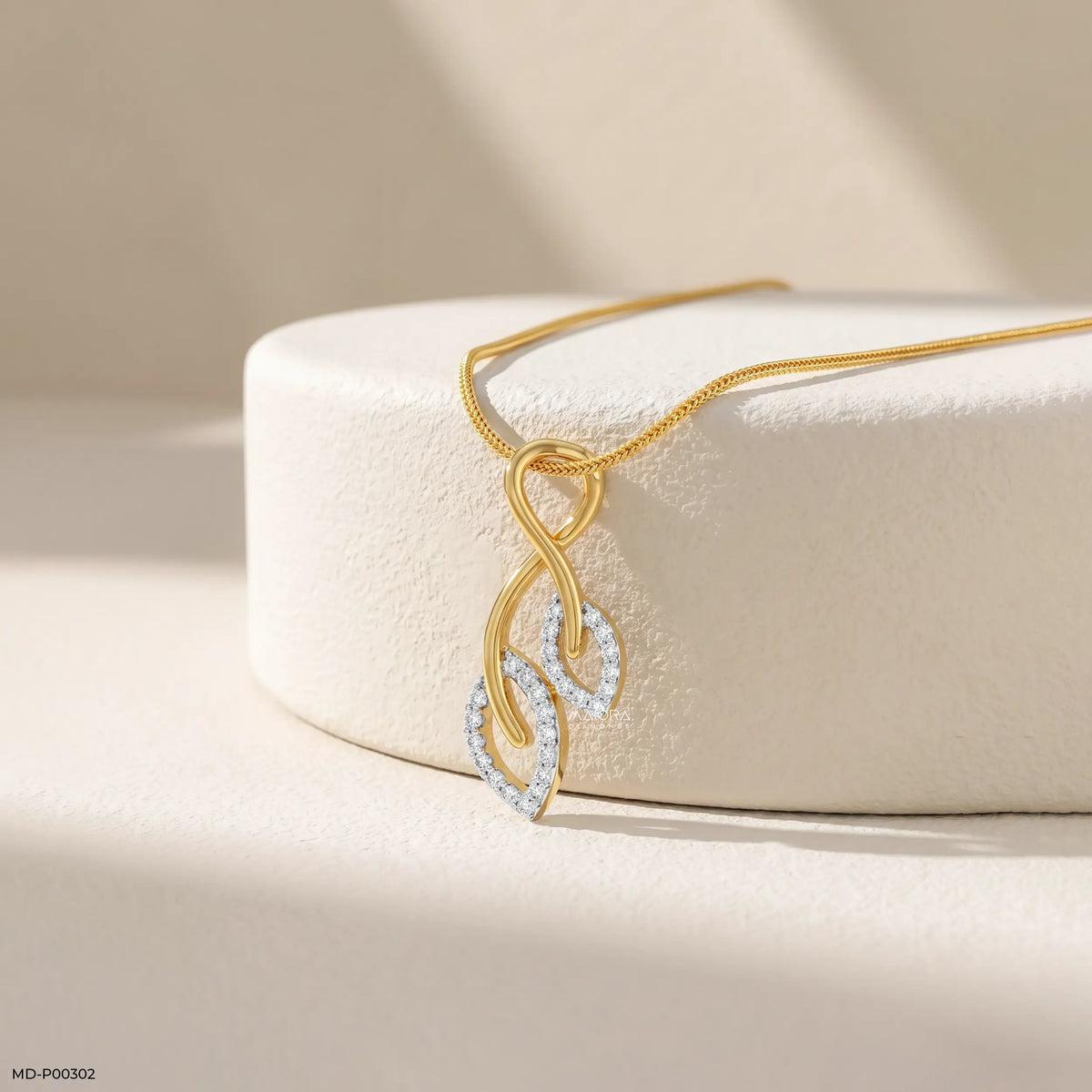 Leaf Shaped Diamond Pendant