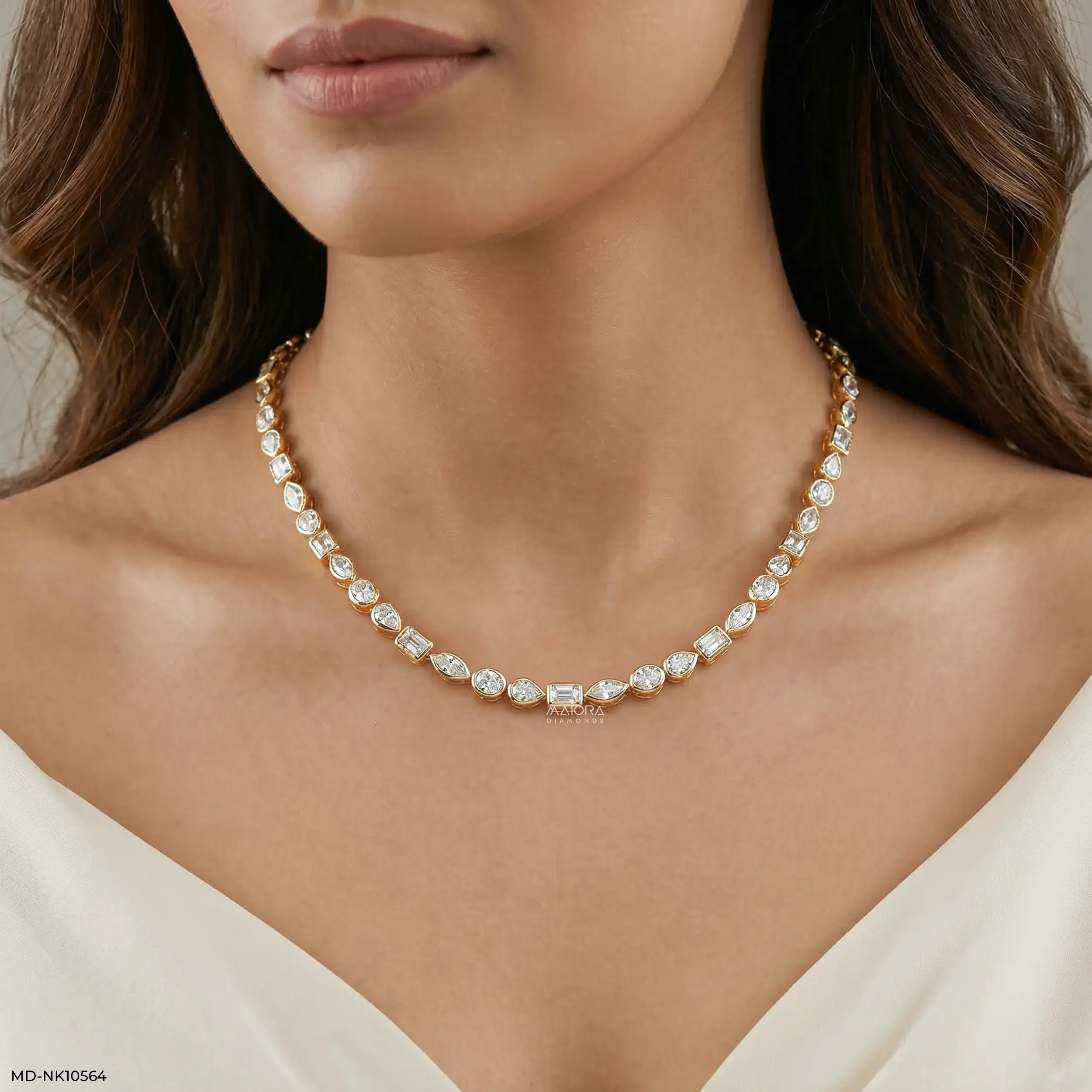 Golden Multi Fancy Shape Diamond Necklace