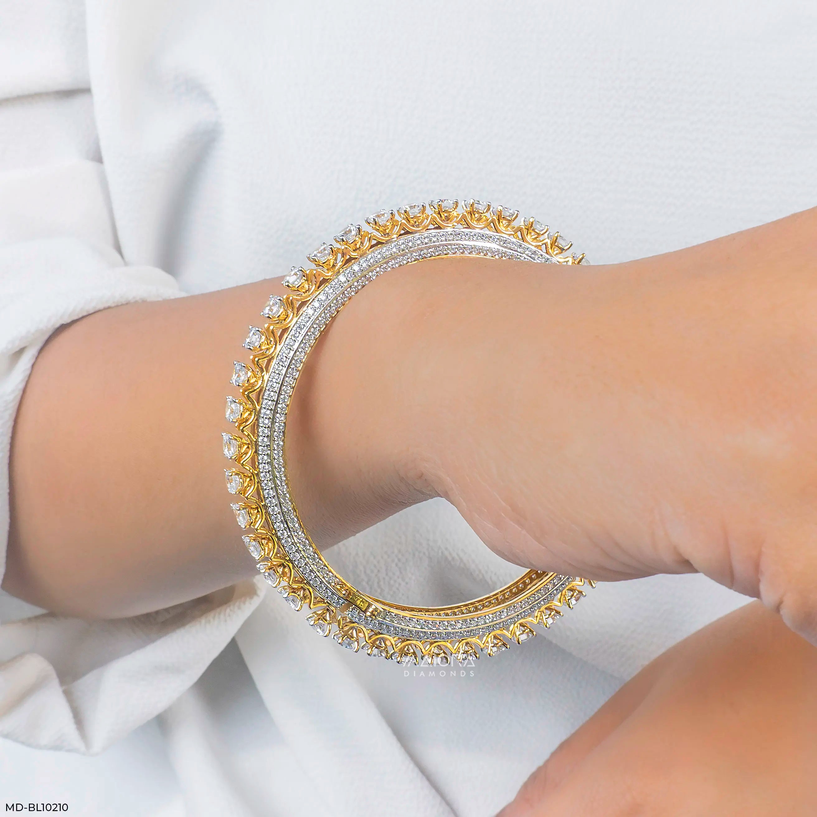 Golden Pave Crown Diamond Bangle