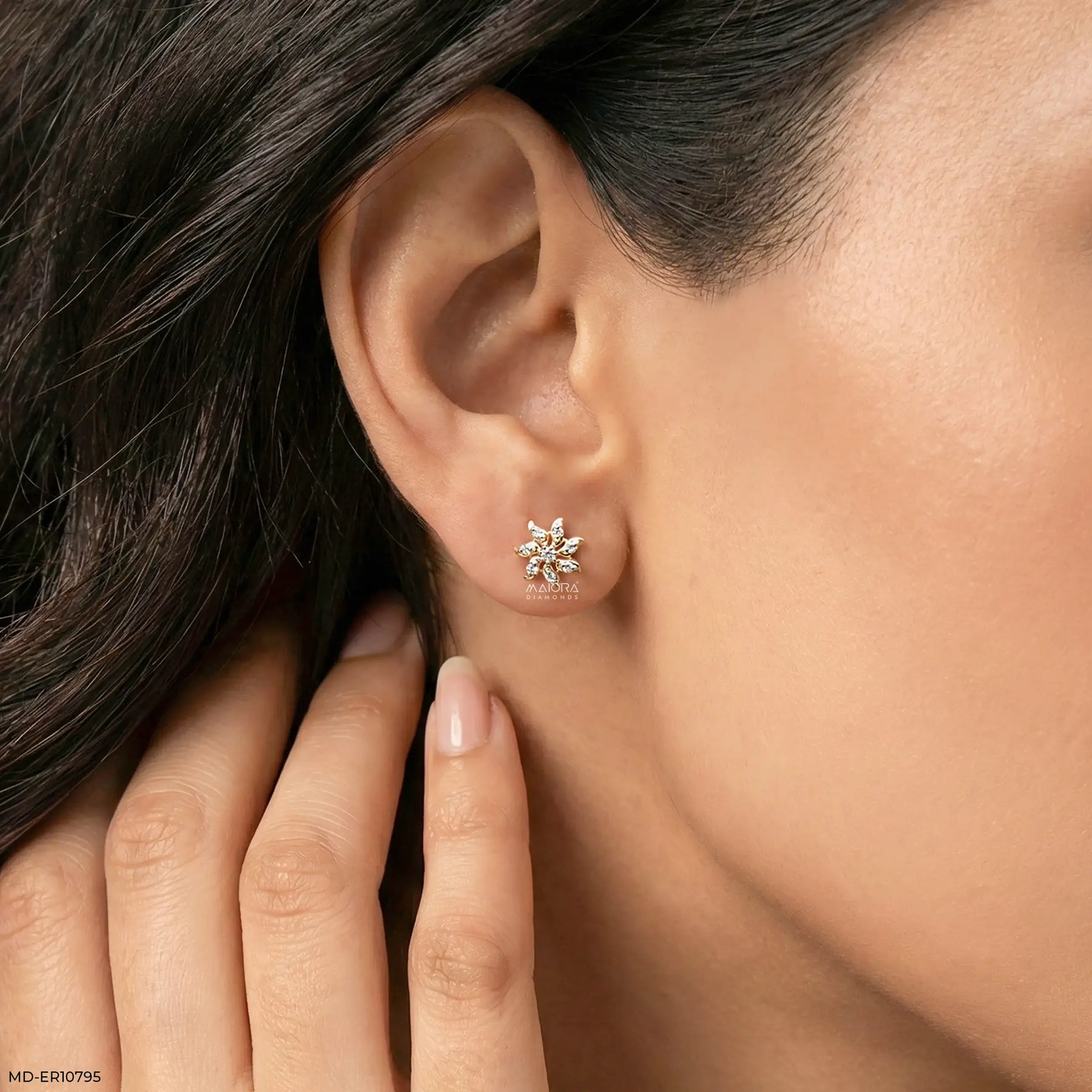 Golden Sun Diamond Earrings 9K Yellow Gold