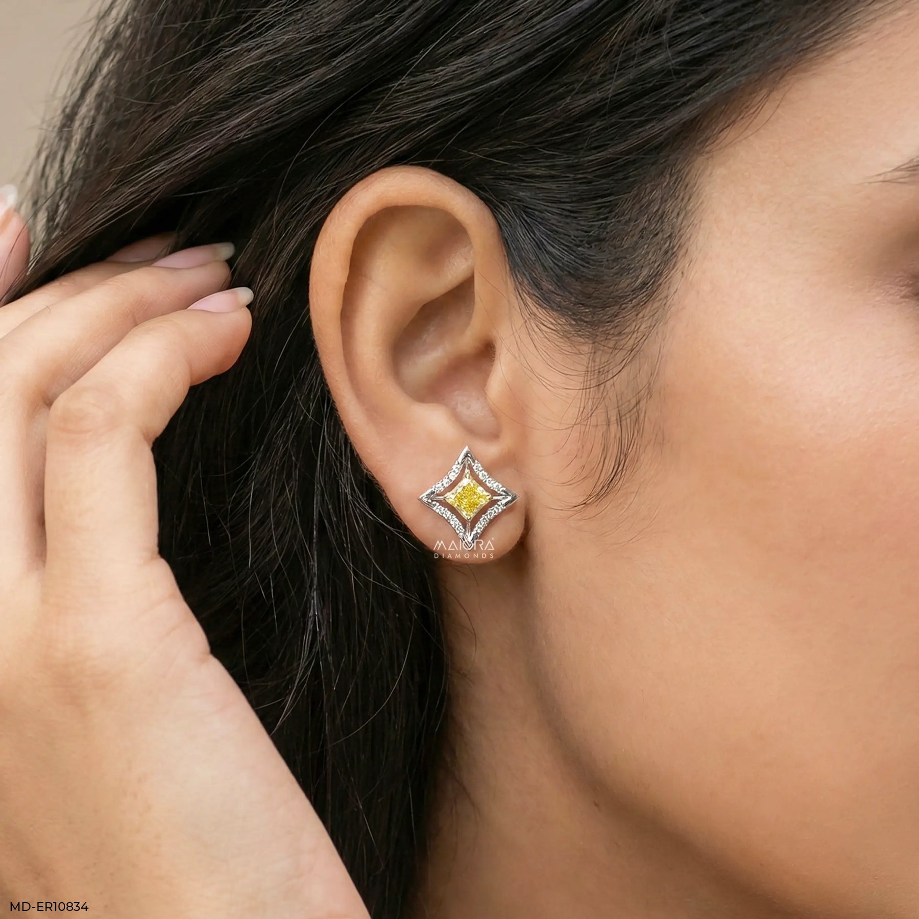 Golden Vertex Diamond Earrings 9K Yellow Gold