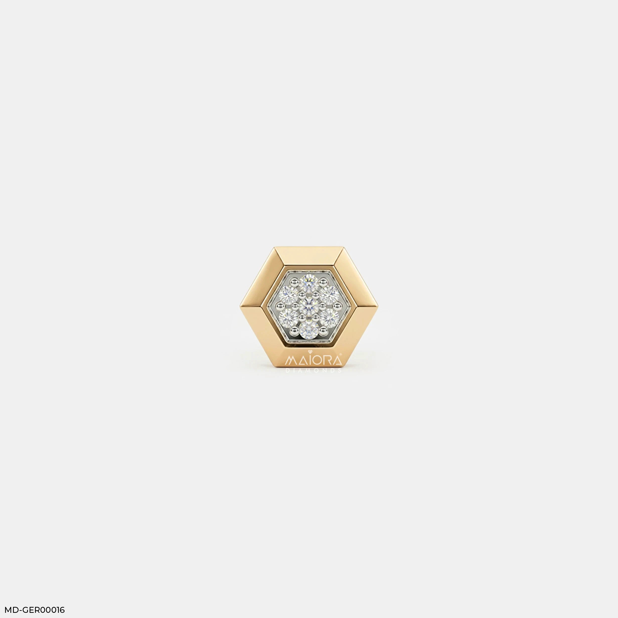 Imperial Hexa Diamond Mens Stud Earring 9K Yellow Gold