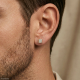 Isometric Brilliance Diamond Mens Stud Earring Platinum 950