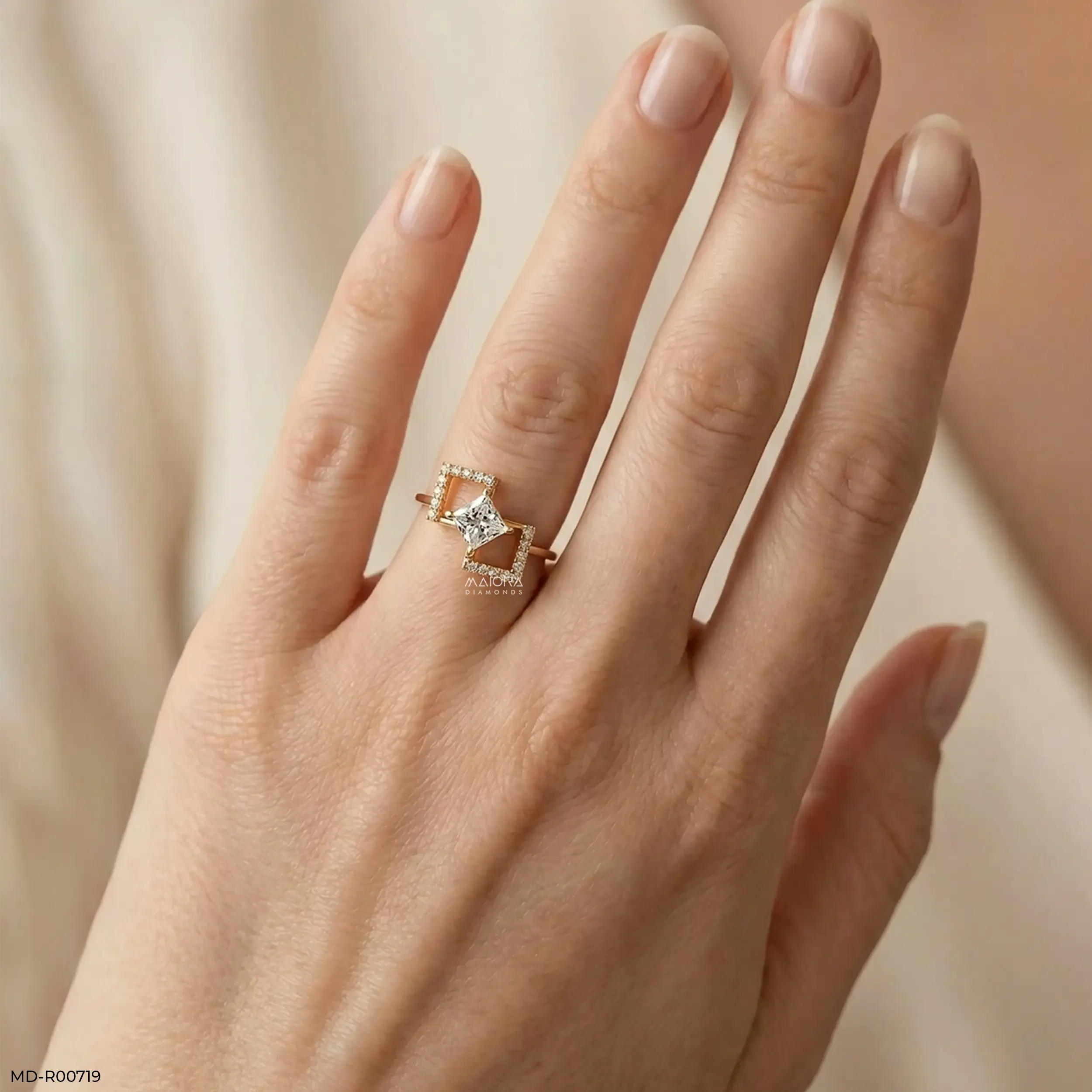 Kylo Frame Solitaire Diamond Ring 9K Yellow Gold