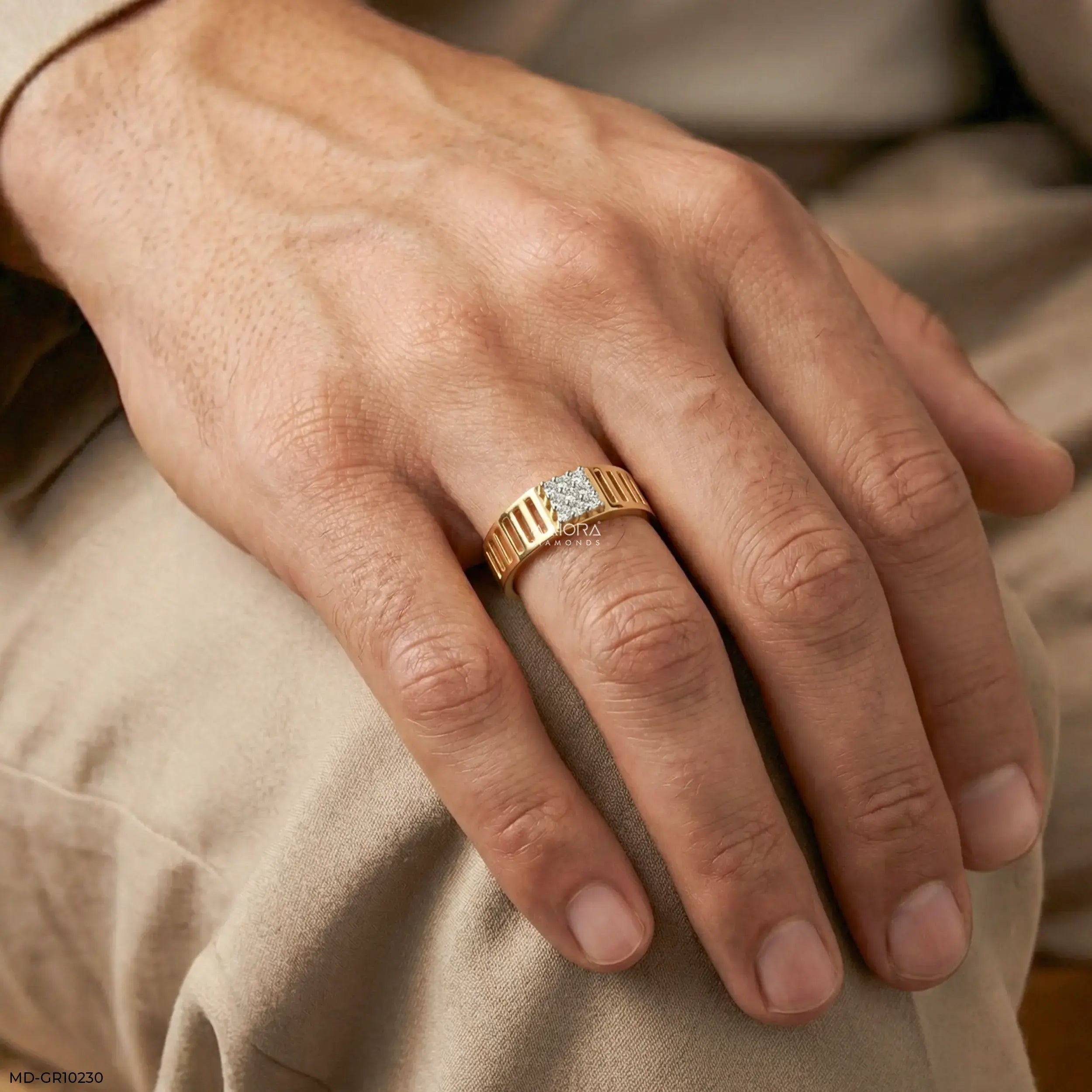 Linear Luxe Mens Diamond Ring