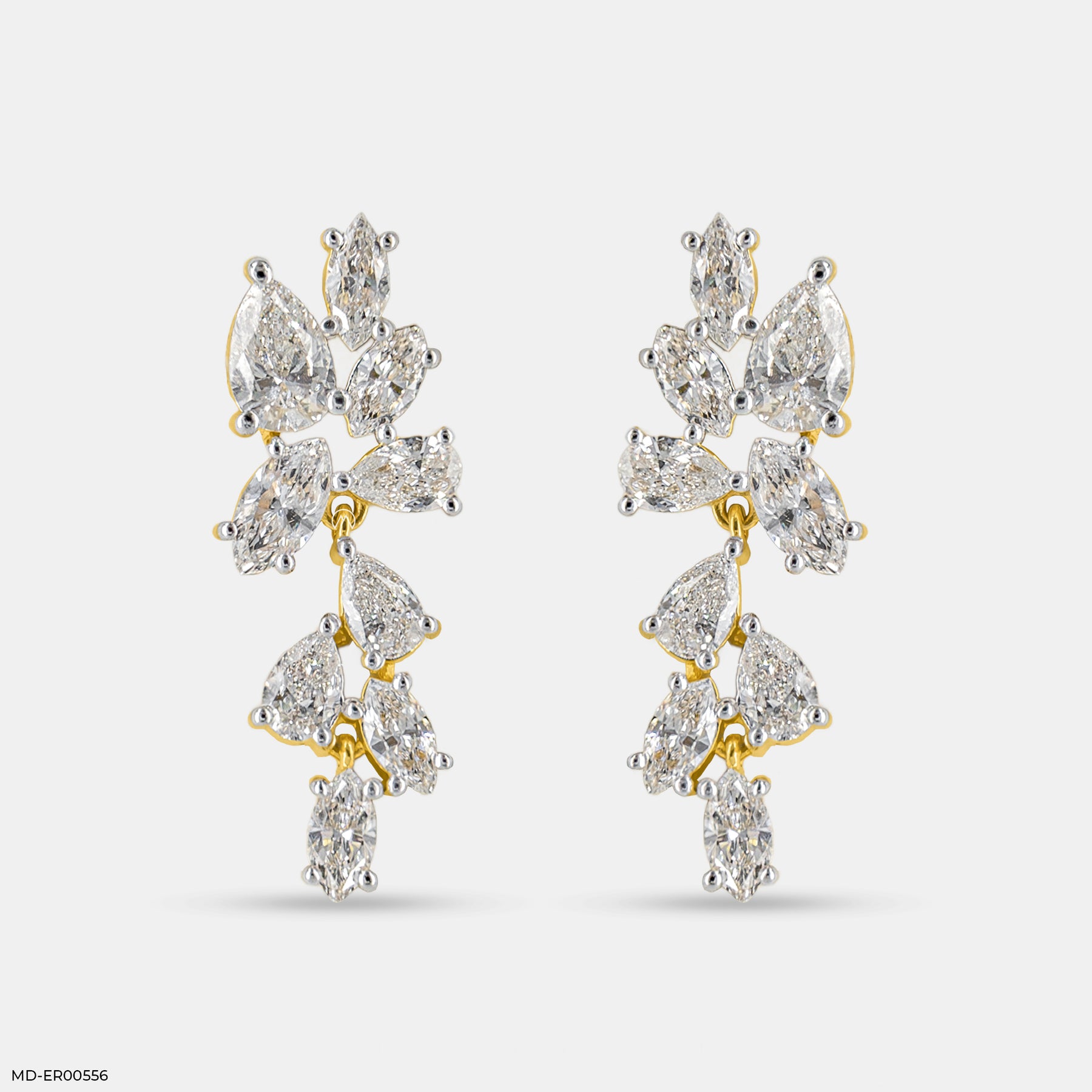 2.5 Carat Diamond Duet Lab Diamond Earrings 14K Yellow Gold