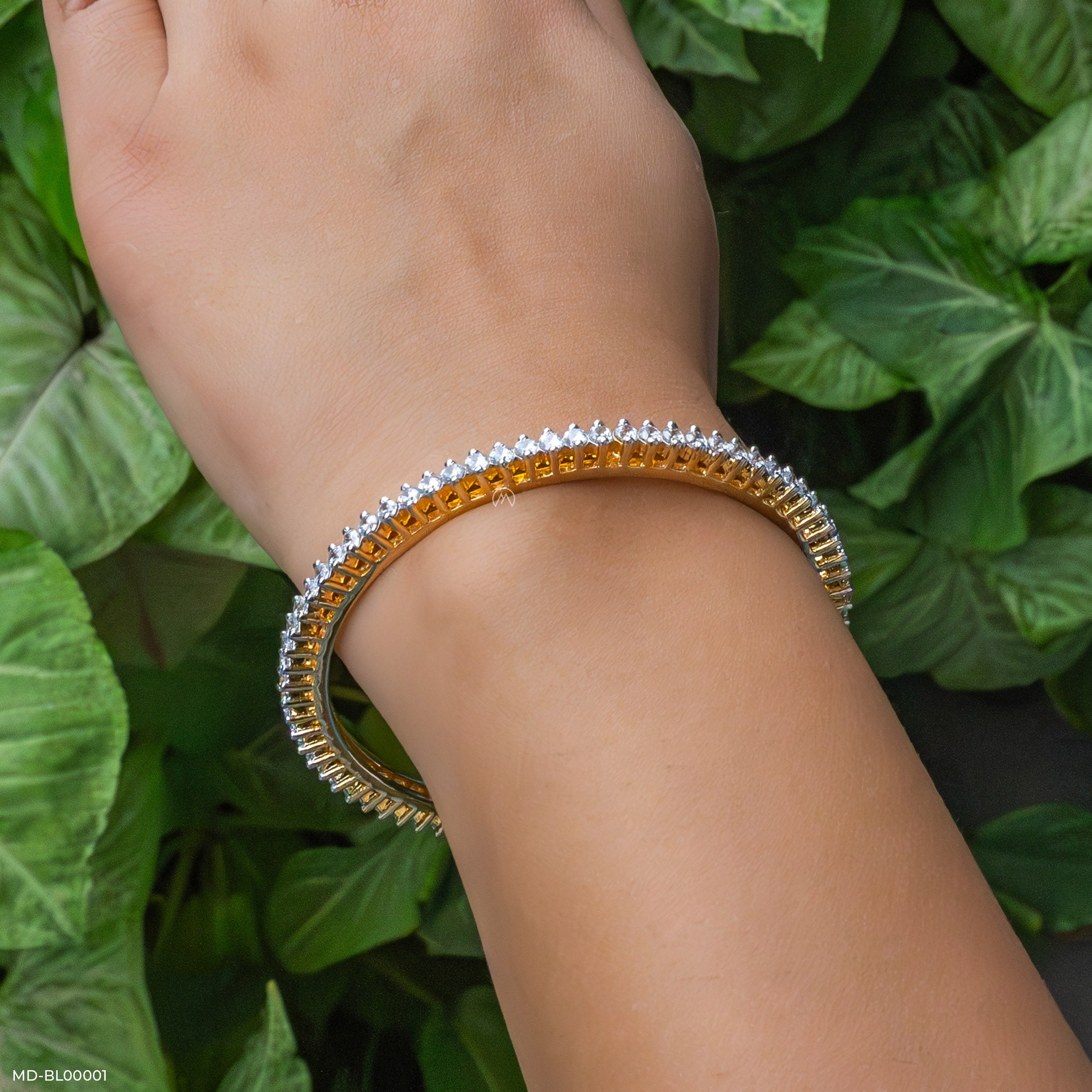 7 Cent Round Dazzle Diamond Bangle 9K Yellow Gold