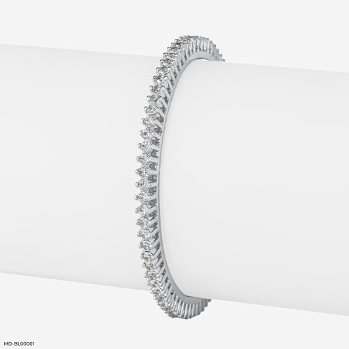 7 Cent Round Dazzle Diamond Bangle 9K White Gold