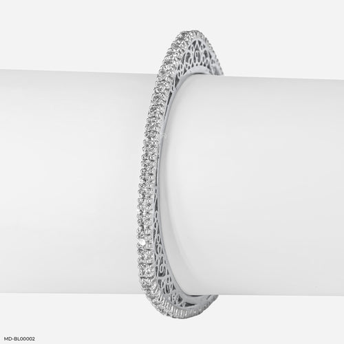 7 Cent Round Dazzle Diamond Trine Bangle 14K White Gold