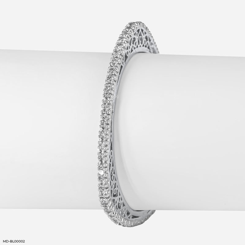 7 Cent Round Dazzle Diamond Trine Bangle 14K Yellow Gold