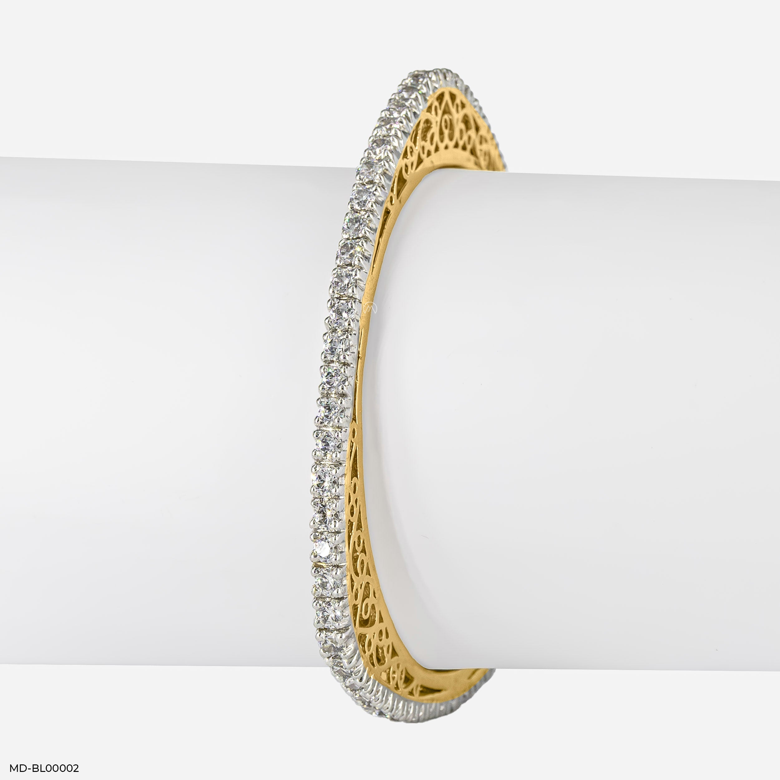 7 Cent Round Dazzle Diamond Trine Bangle 14K Yellow Gold