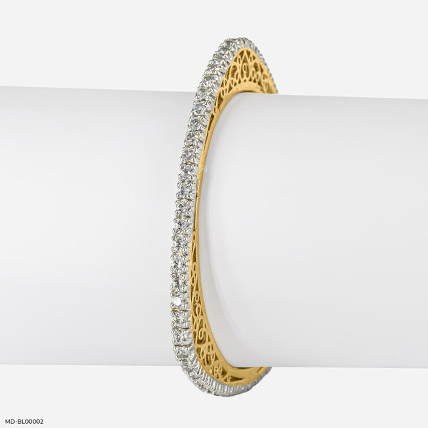 7 Cent Round Dazzle Diamond Trine Bangle 14K Yellow Gold