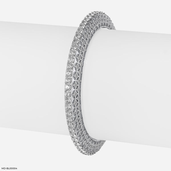 15 Cent Solitaire Single Line Spark Bangle 9K White Gold