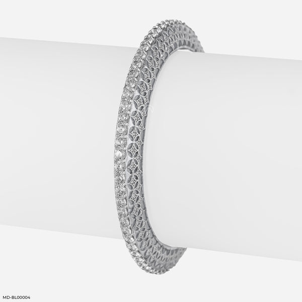 Classic Solitaire Round Diamond Bangle Platinum 950