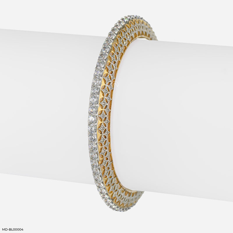 15 Cent Solitaire Single Line Spark Bangle 18K Yellow Gold