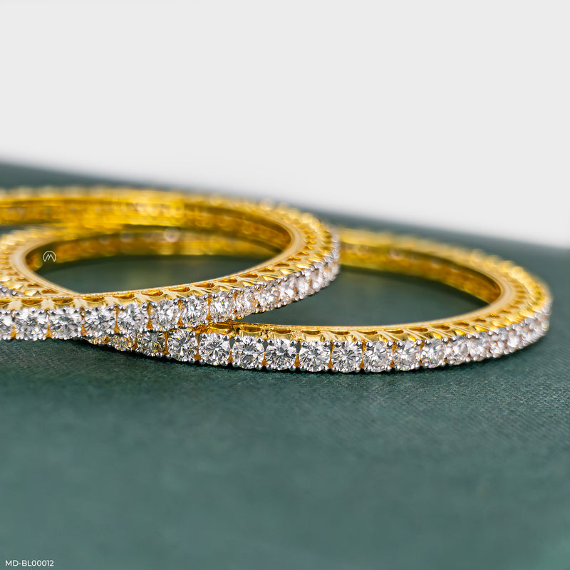 Petal Pave Bangle 18K Yellow Gold