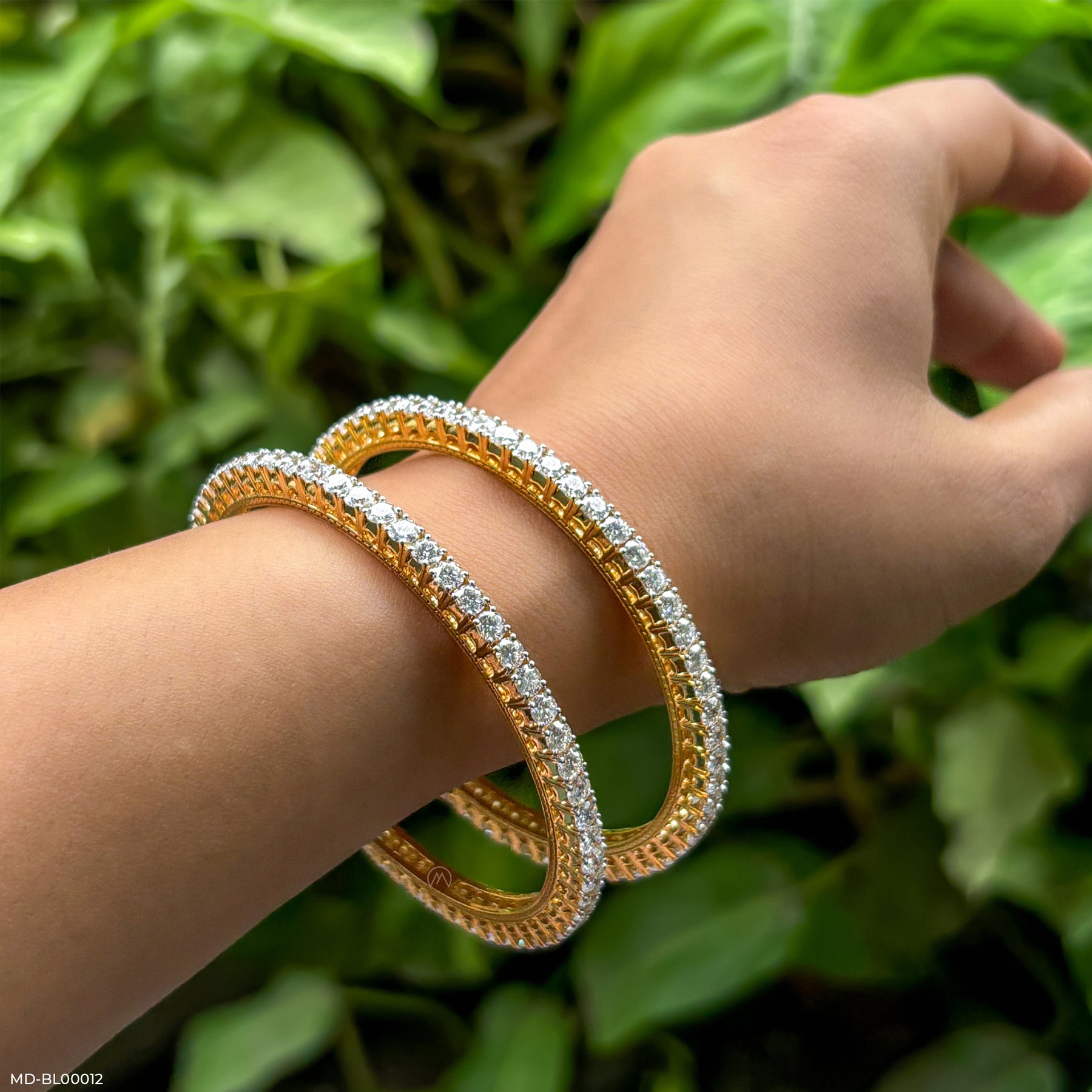 Petal Pave Bangle 14K Yellow Gold