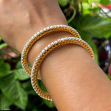 Petal Pave Bangle 18K Yellow Gold