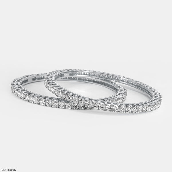 Petal Pave Bangle 18K White Gold