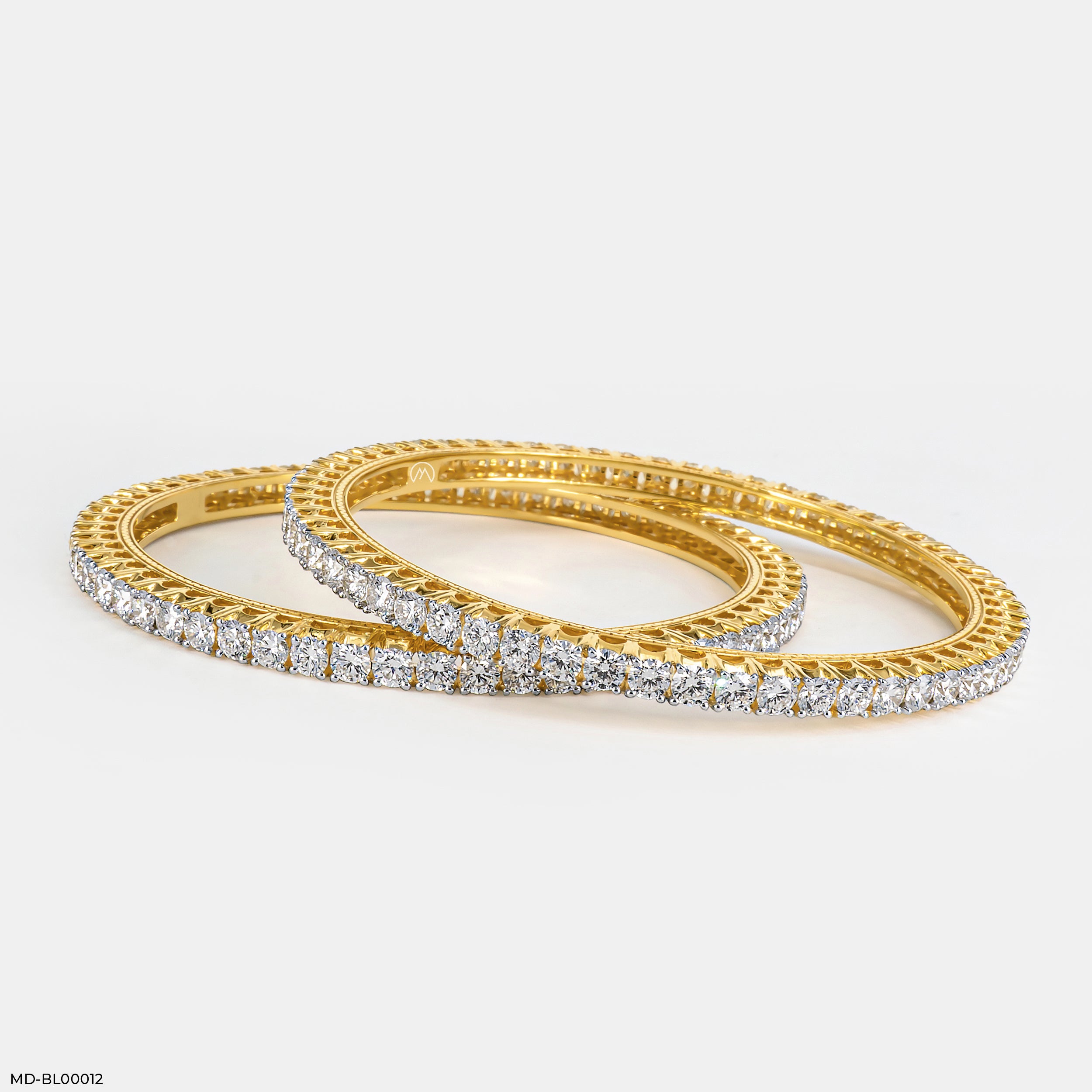 Petal Pave Bangle 9K Yellow Gold