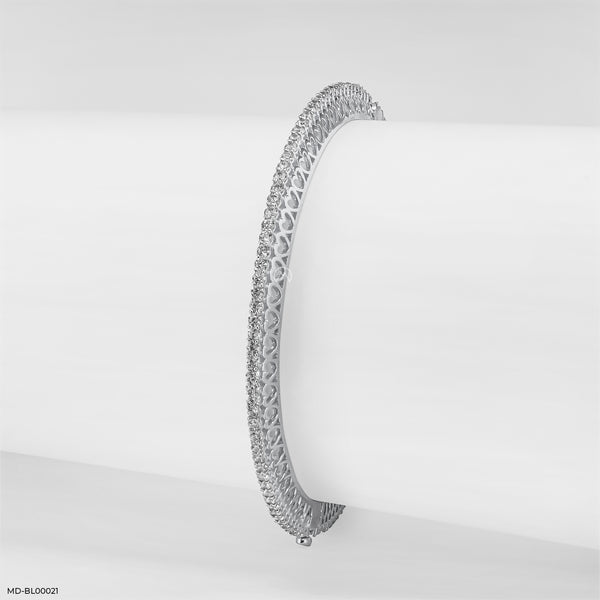 2 Cent Single Line Classic Round Bangle 18K White Gold