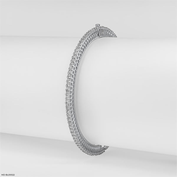 3 Cent Single Line Diamond Sparkling Bangle 18K White Gold
