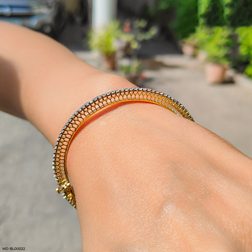 3 Cent Single Line Diamond Sparkling Bangle 14K Yellow Gold