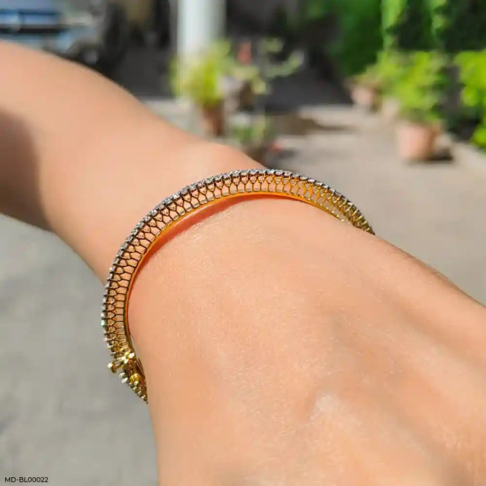 3 Cent Single Line Diamond Sparkling Bangle 9K Yellow Gold