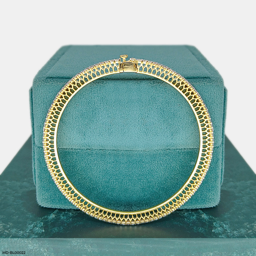 3 Cent Single Line Diamond Sparkling Bangle 14K Yellow Gold