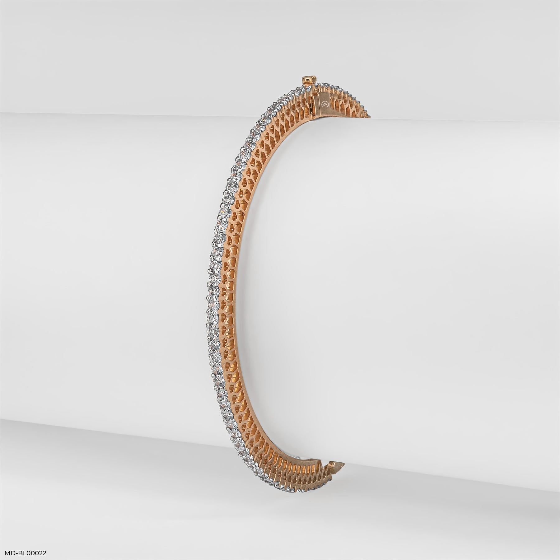 3 Cent Single Line Diamond Sparkling Bangle 14K Yellow Gold