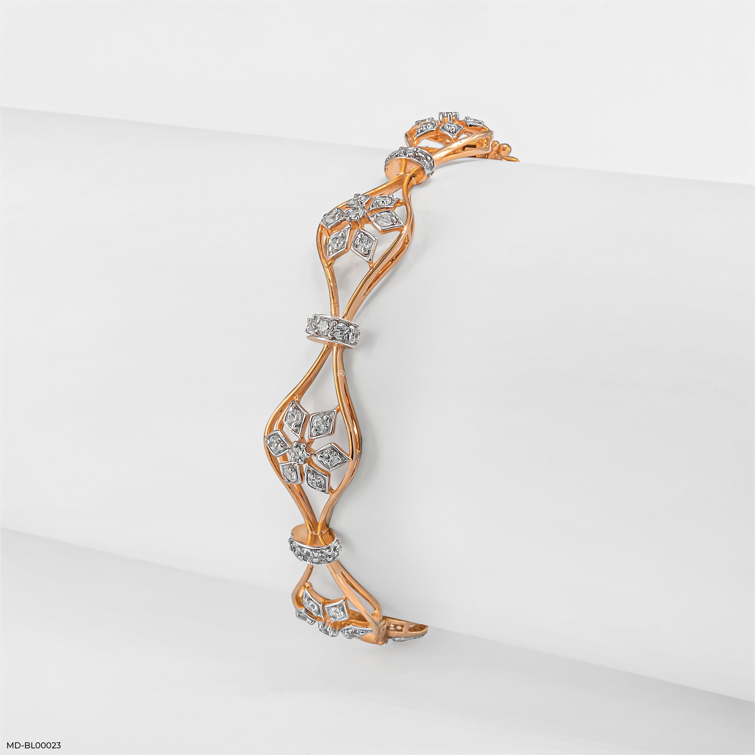 Elegent Flower Diamond Bangles 14K Rose Gold