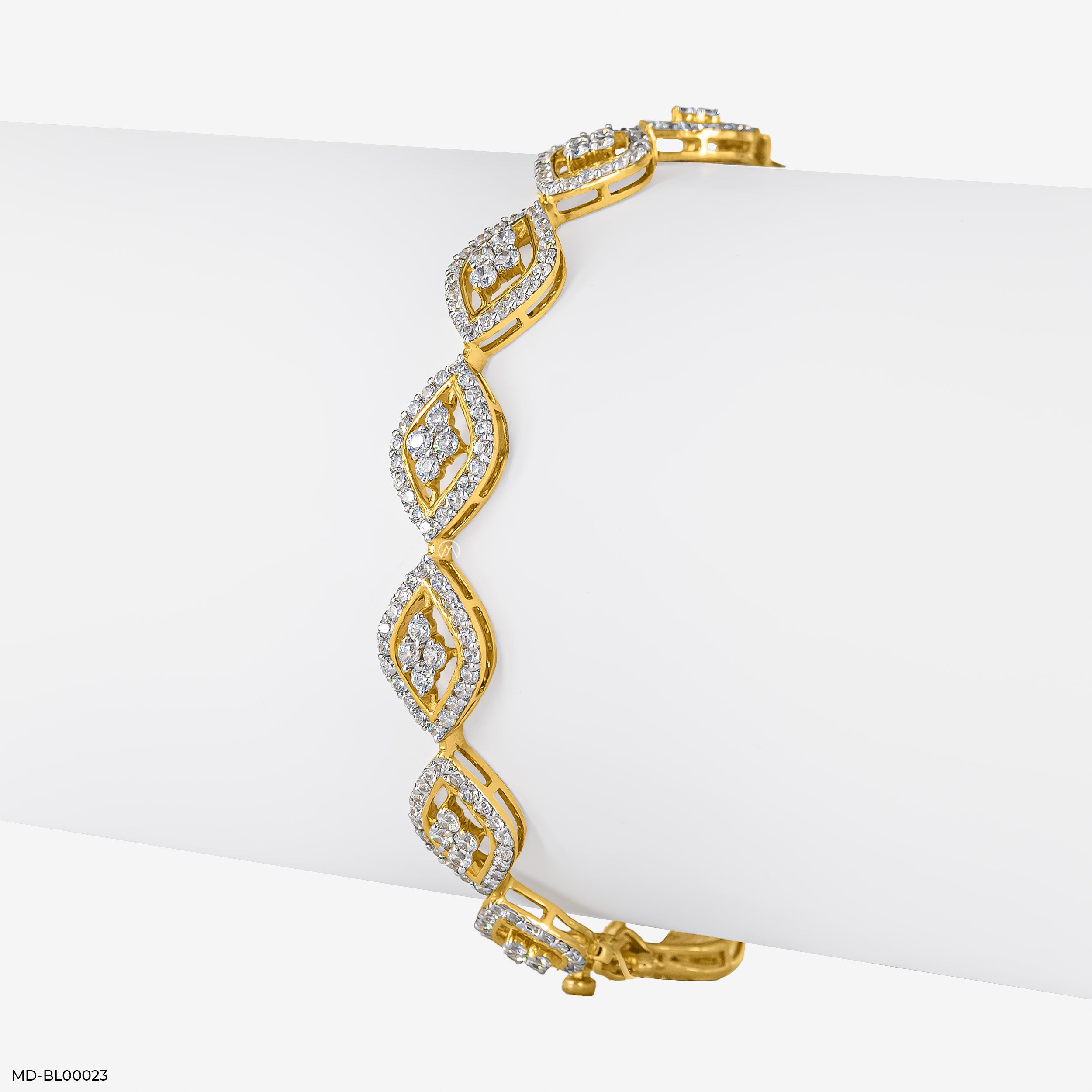 Criss-Cross Round Diamond Bangles 9K Yellow Gold