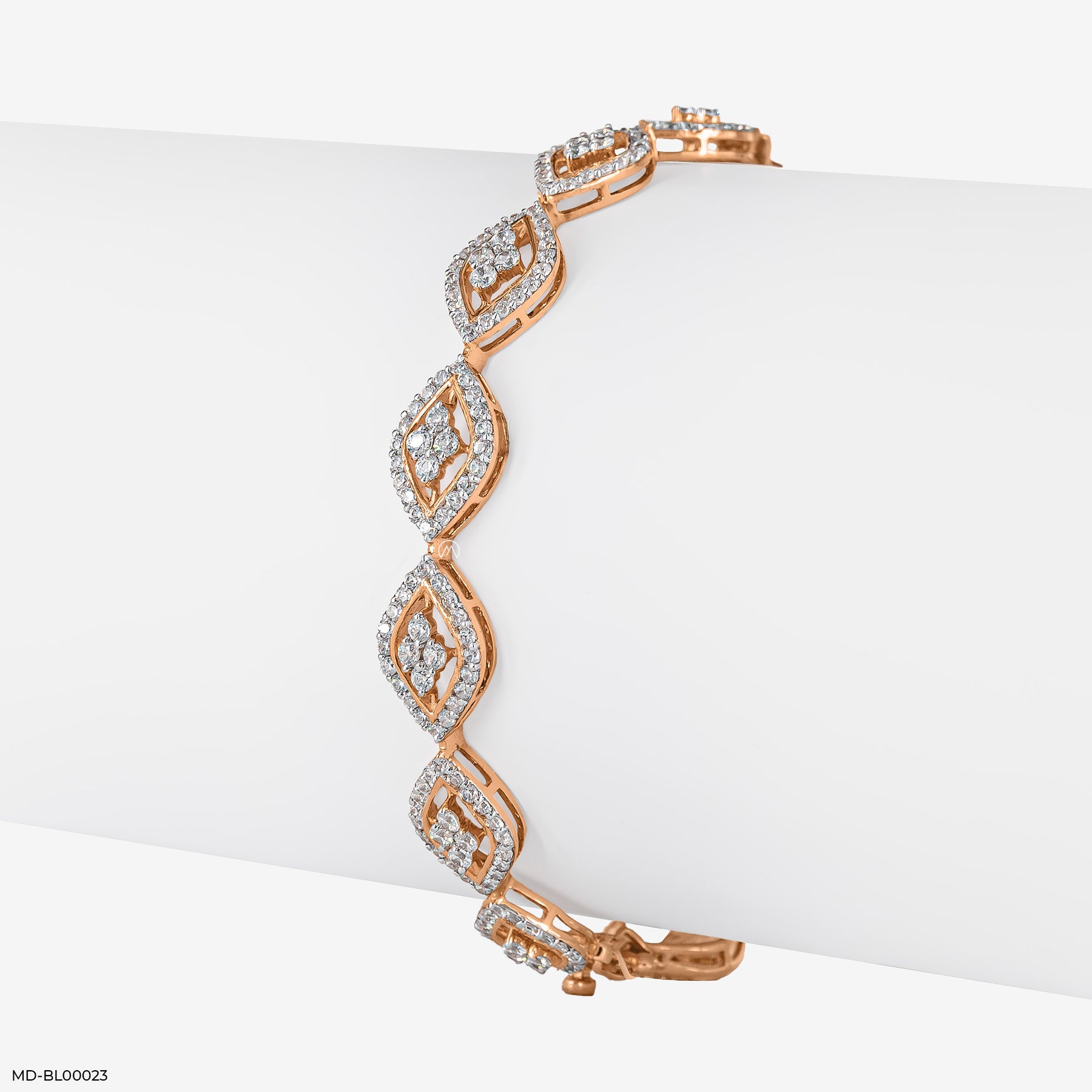 Criss-Cross Round Diamond Bangles 14K Rose Gold